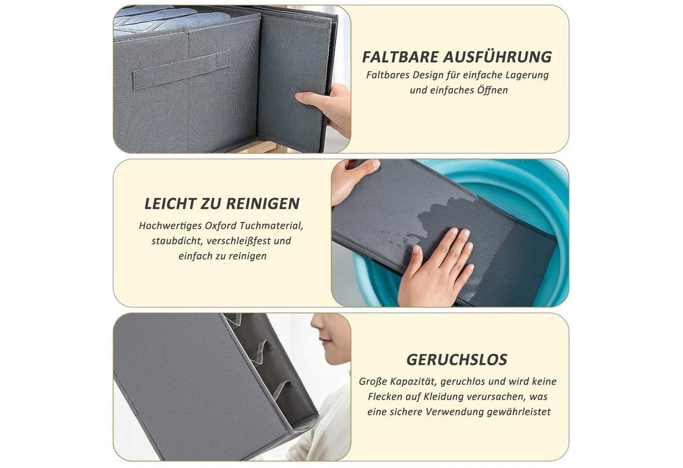 CALIYO Aufbewahrungsbox 2-Tlg. Grau 7 Fächer Kleiderschrank Organizer - Bild 5