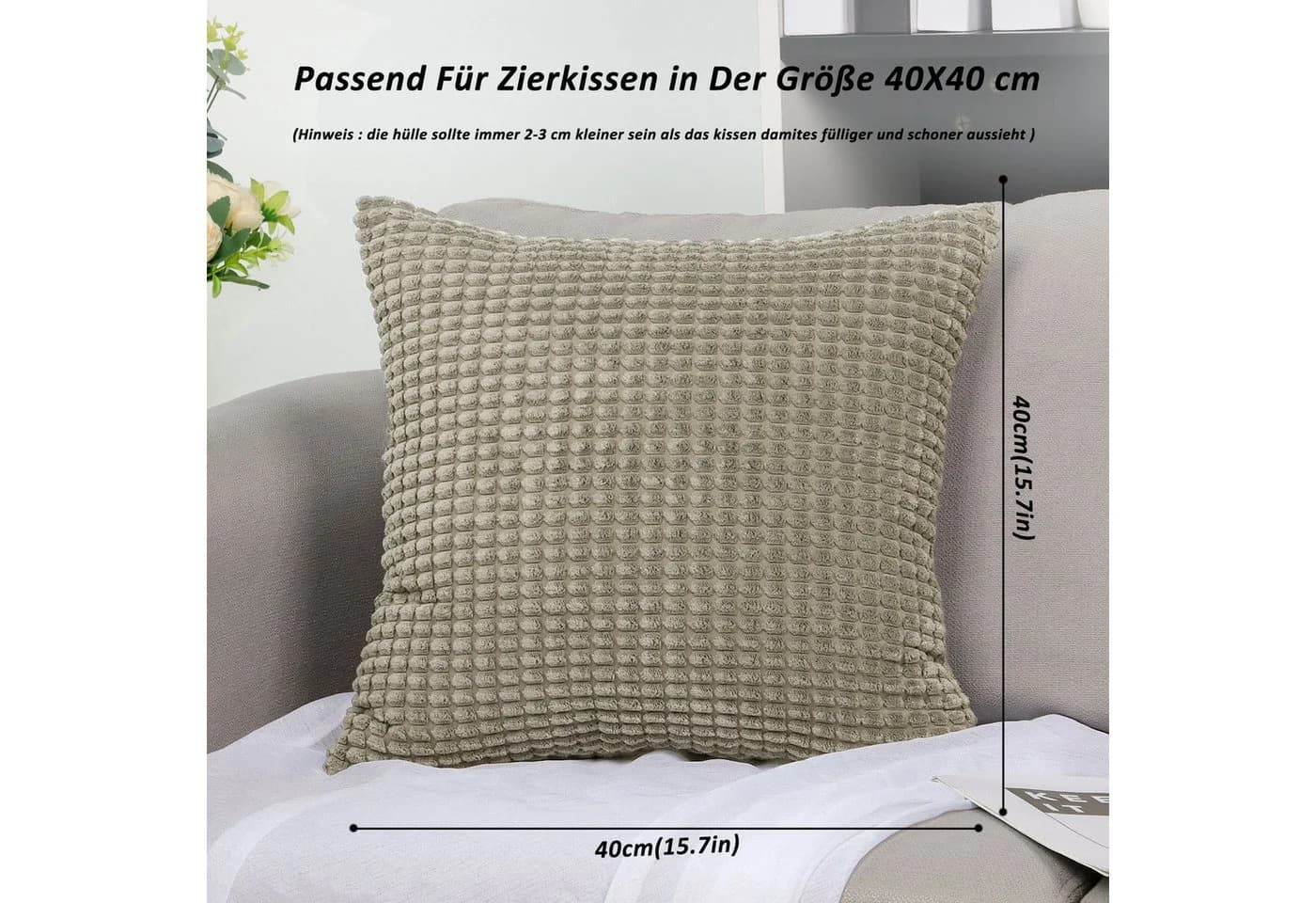 TAN.TOMI Kissenbezüge Kord Uni 2er Set Grau - Bild 4