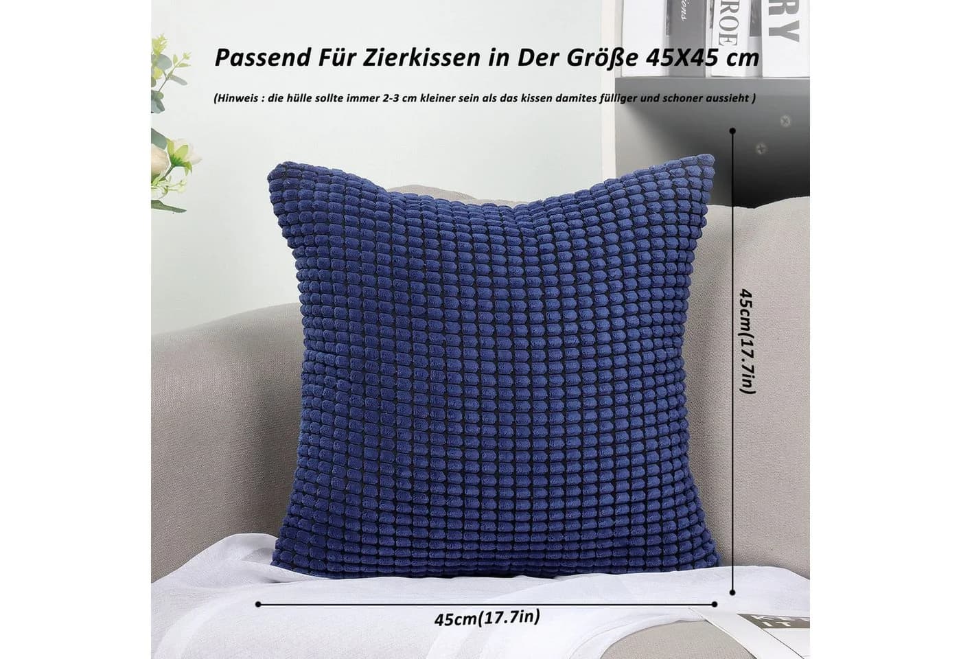 TAN.TOMI Kissenbezug Kord Uni Blau 2er Set - Bild 4