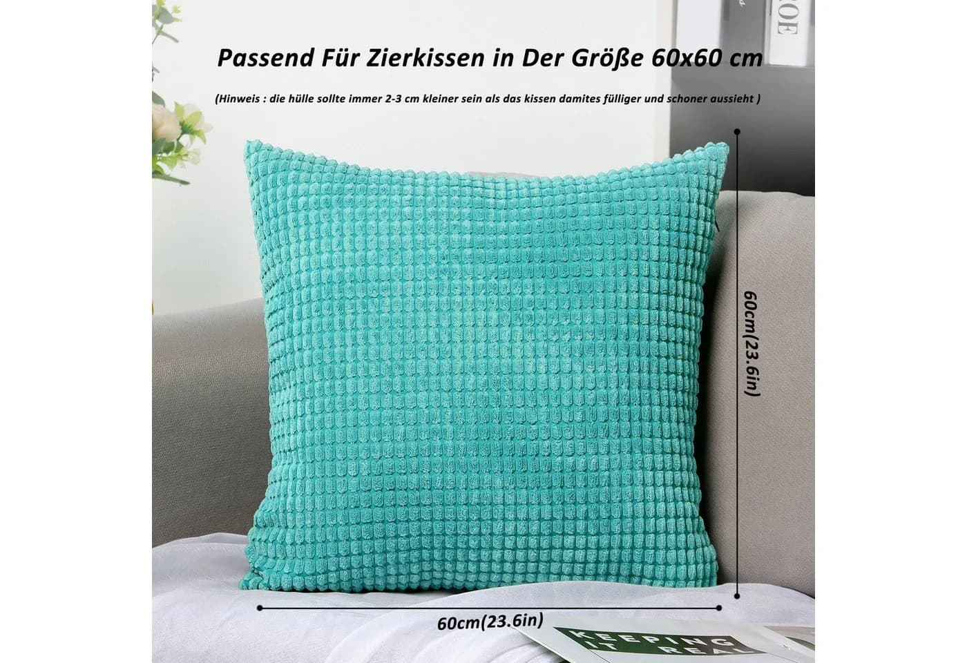 TAN.TOMI Kissenbezüge Kord Uni 2er Set Flauschig Körnig Farbverlauf - Bild 4