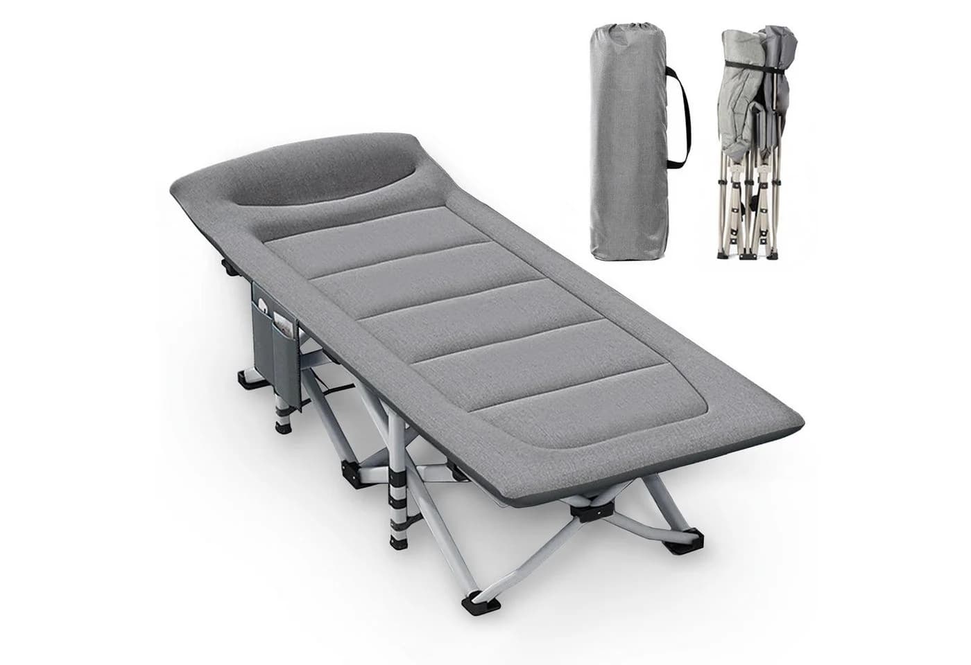 CALIYO Feldbett Klappbett Campingbett mit Matratze Grau - Bild 2