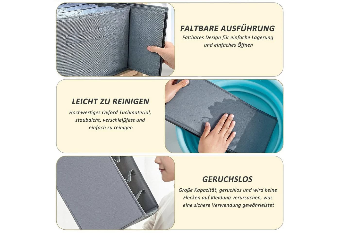 CALIYO Aufbewahrungsbox 2-Tlg. Grau Oxford-Stoff 7 Fächer - Bild 5