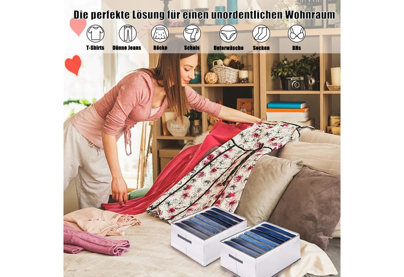 CALIYO Aufbewahrungsbox 4-tlg. 7 Fächer Faltbar Stapelbar - Bild 4