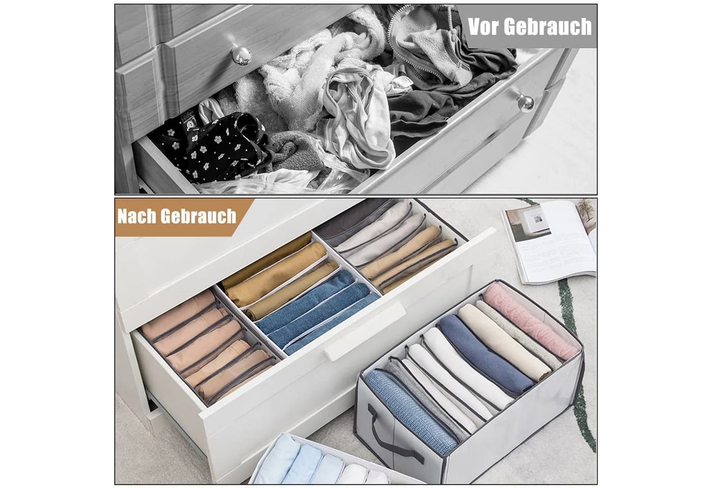 CALIYO Aufbewahrungsbox 4-tlg. 7 Fächer Faltbar Stapelbar - Bild 5