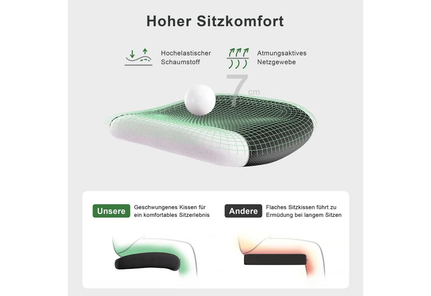 CALIYO Bürostuhl Ergonomisch Schreibtischstuhl Klappbare Armlehnen Wippe - Bild 4