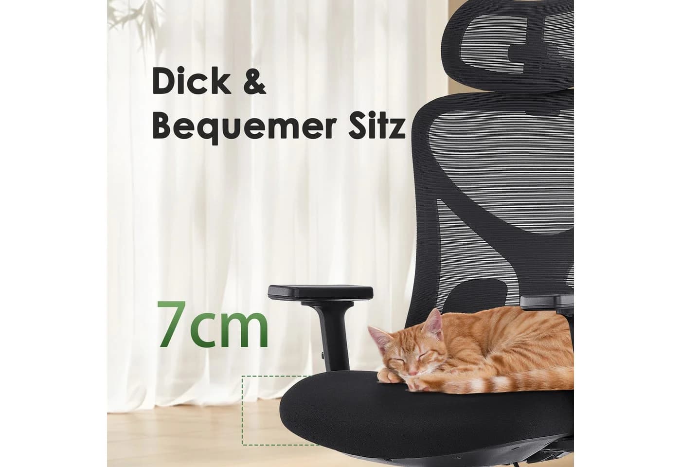 CALIYO Bürostuhl Ergonomisch Verstellbar Schwarz - Bild 3