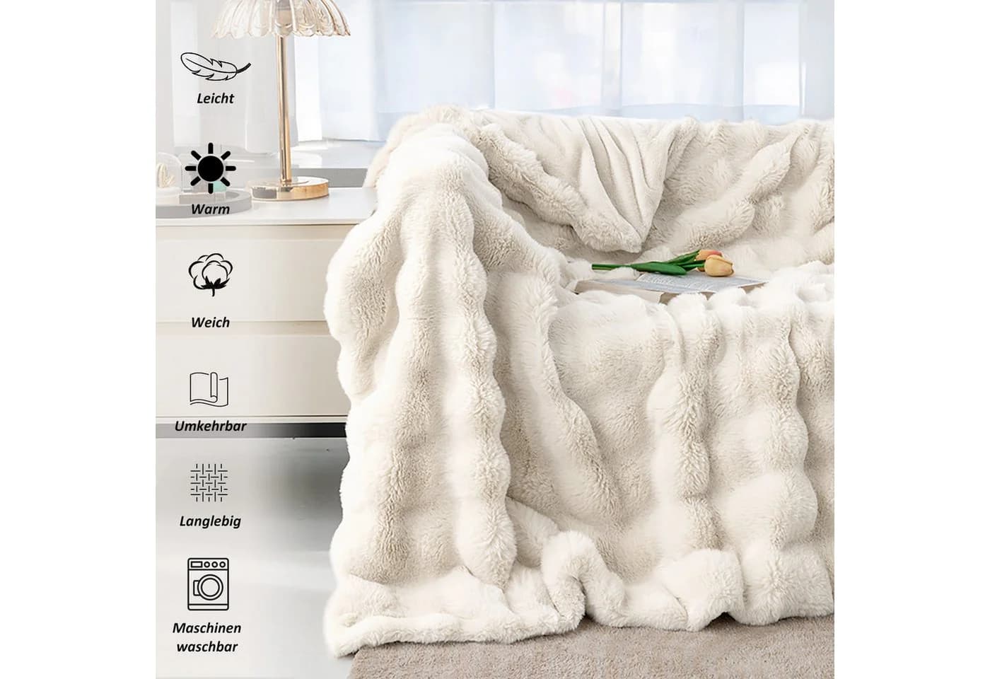 CALIYO Kuscheldecke Flauschig Warme Sofadecke Kunstfelldecke - Bild 4