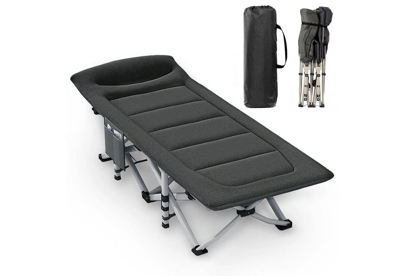 CALIYO Klappbett Campingbett Schwarz Faltbar mit Matratze - Bild 2