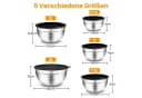 DAITORE Rührschüssel-Set 5-tlg. Edelstahl mit Deckel & Reibeaufsätzen Bild 1
