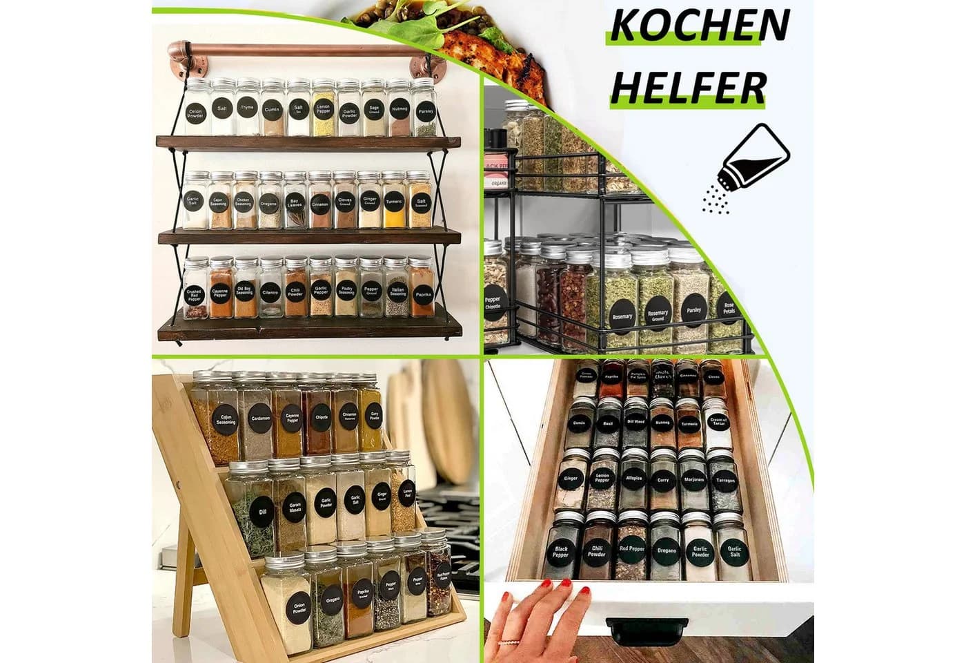 DAITORE Gewürzregal 24-tlg. Glas Silber mit Streueinsatz