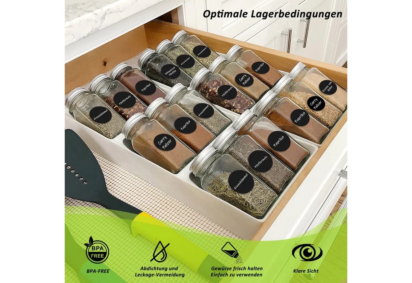 DAITORE Gewürzregal 24-tlg. Glas Silber mit Streueinsatz - Bild 3