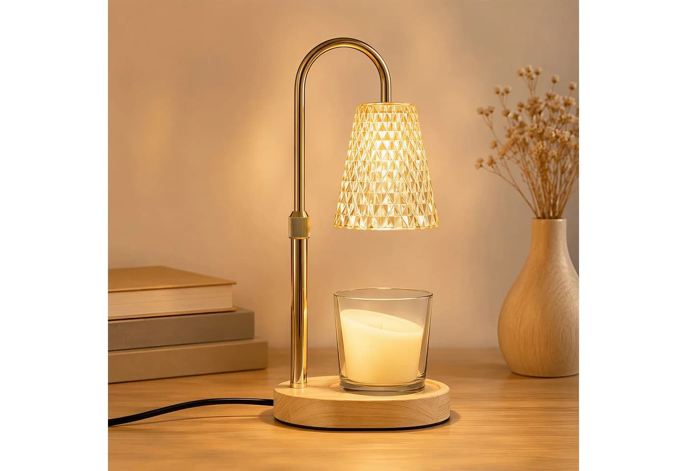 DAITORE Duftlampe Kerzenwärmer mit Timer, Dimmer & Höhenverstellung, Gold - Bild 2