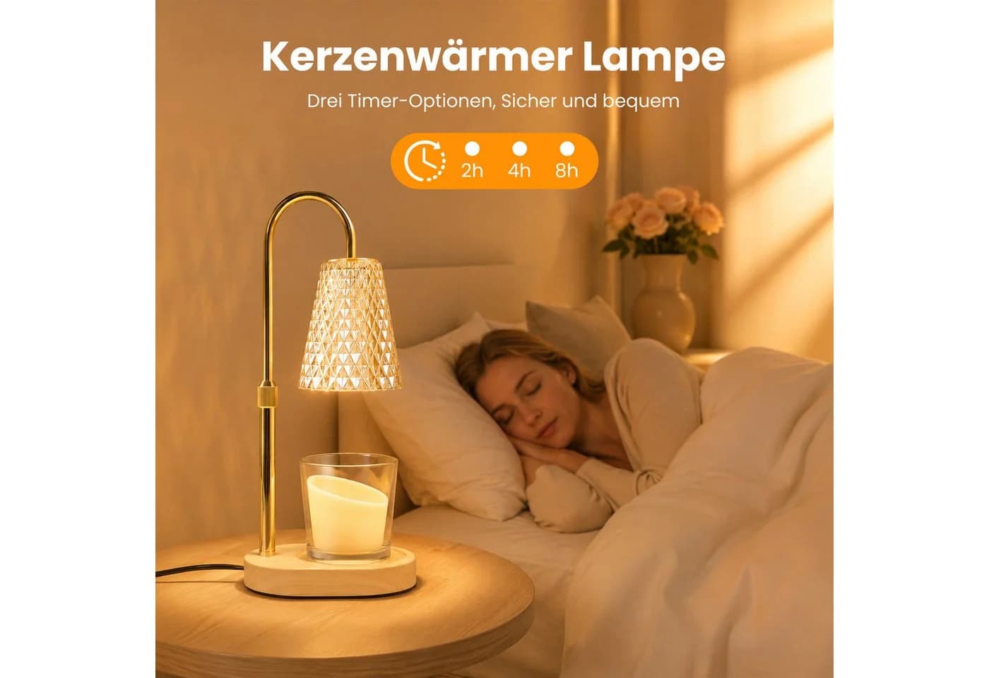 DAITORE Duftlampe Kerzenwärmer mit Timer, Dimmer & Höhenverstellung, Gold - Bild 3