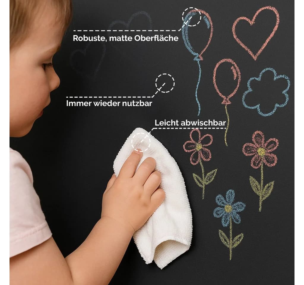 Selbstklebende Tafelfolie Schwarz Matt 200x45 cm - Bild 5