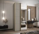 ABIKS MÖBEL Schwebetürenschrank LUX 3 hoch Beige/Gold mit Spiegel Bild 1