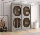ABIKS MÖBEL Schwebetürenschrank BAHRAJN 2 Schlafzimmerschrank Schwarz Matt Bild 1