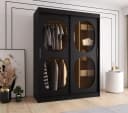 ABIKS MÖBEL Schwebetürenschrank BAHRAJN 2 Schwarz Rauchglas Bild 1