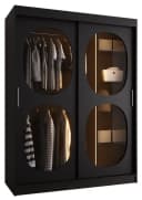 ABIKS MÖBEL Schwebetürenschrank BAHRAJN 2 Schwarz Rauchglas Bild 2