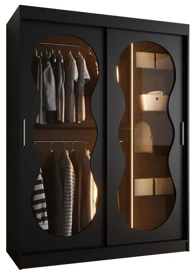 ABIKS MÖBEL Schwebetürenschrank BAHRAJN 3 Schwarz Matt - Bild 2