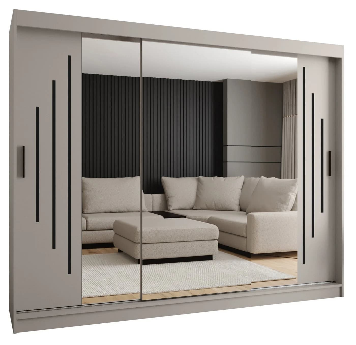 ABIKS MÖBEL Schwebetürenschrank RUBINO Y 250 Beige/Schwarz - Bild 2