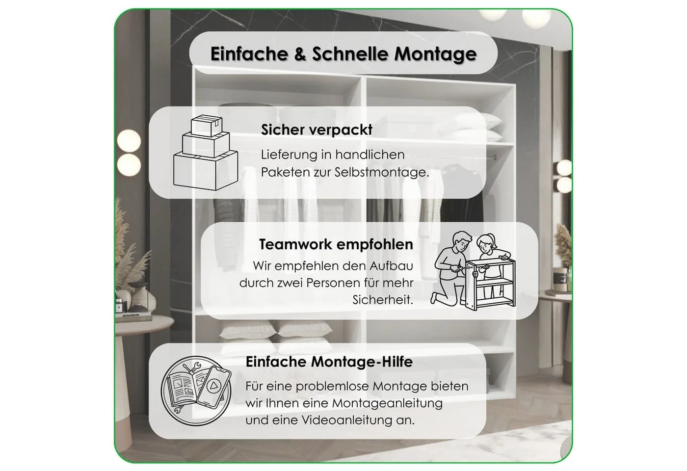 ABIKS MÖBEL Drehtürenschrank BARI 1 Weiß Matt Silber - Bild 5