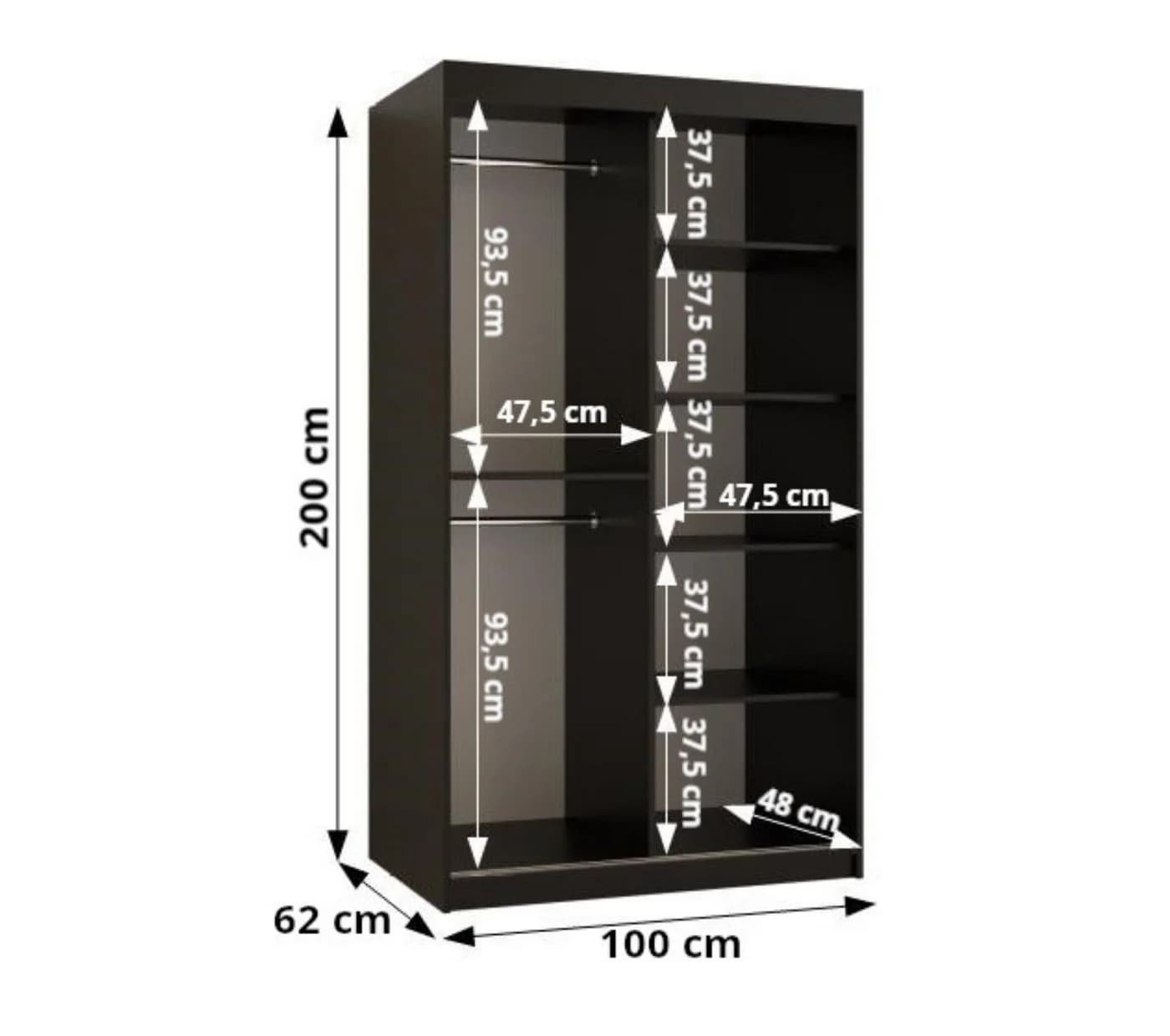 ABIKS MÖBEL Schwebetürenschrank DATA Schwarz mit Rauchglas - Bild 4