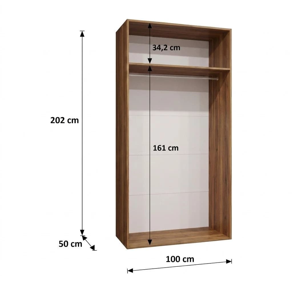 ABIKS MÖBEL Drehtürenschrank PIANO 3 mit Spiegel und Kleiderstange