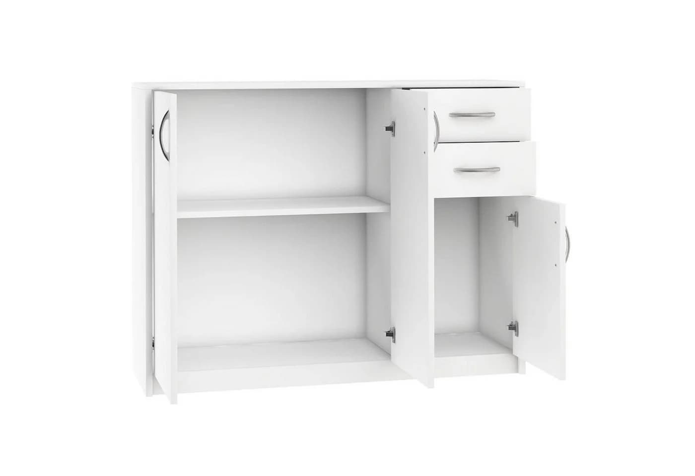 Home Collective Kommode Weiß 3 Türen 2 Schubladen Modern - Bild 4