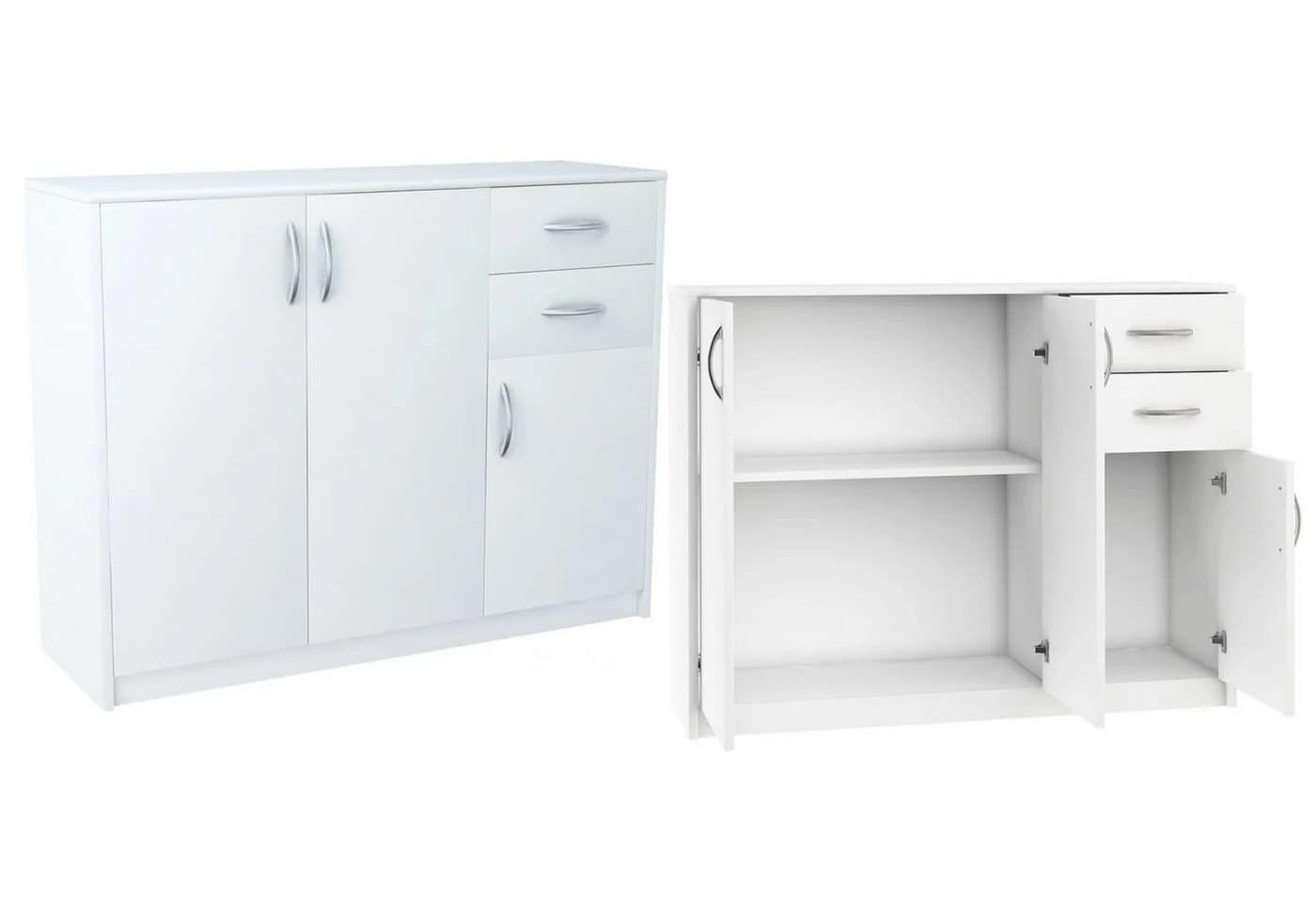 Home Collective Kommode Weiß 3 Türen 2 Schubladen Modern - Bild 5