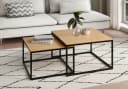 Home Collective Couchtisch 2er Set Stapelbar Metall Eiche Hell Bild 2