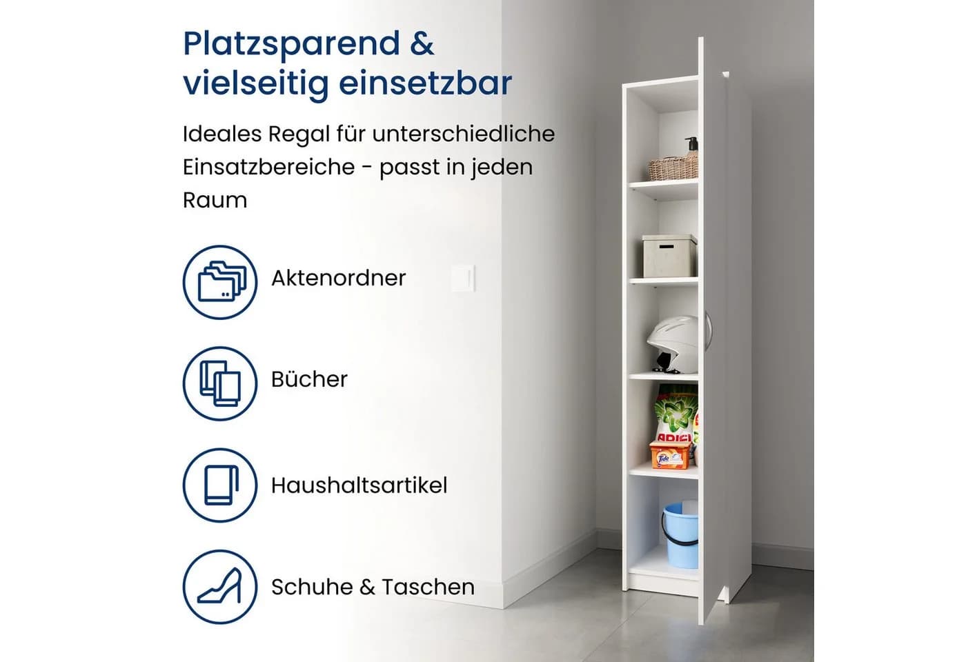 Home Collective Regal 5 Ebenen Aktenschrank Weiß Matt - Bild 3