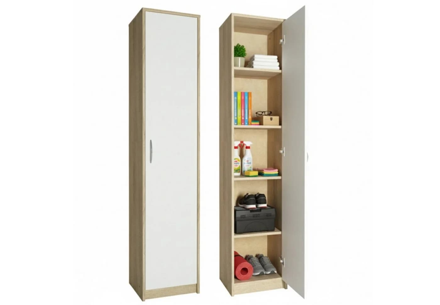 Home Collective Regal 5 Ebenen Aktenschrank Sonoma Weiß Matt - Bild 2