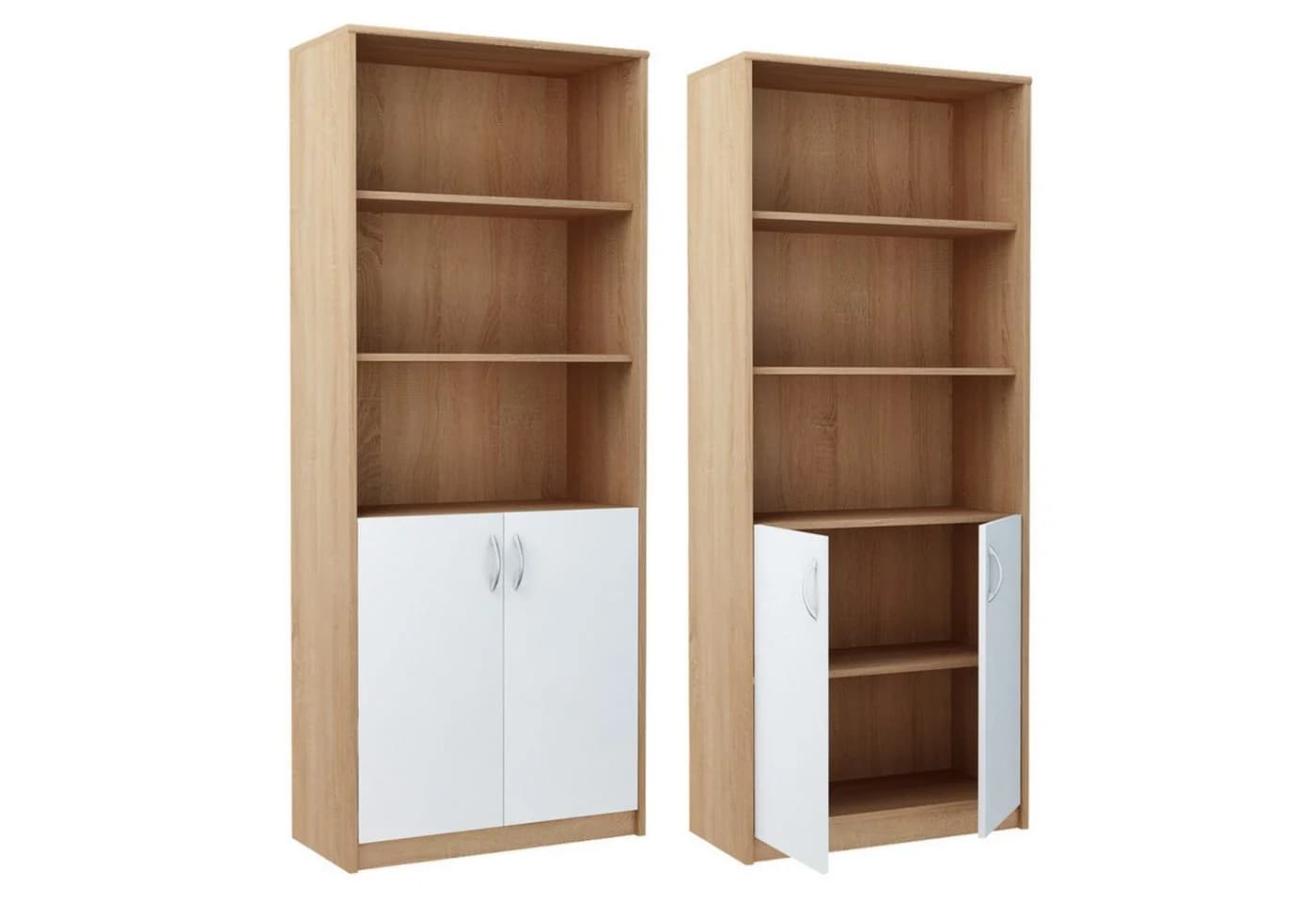 Home Collective Bücherregal 5 Ebenen 2 Türen Weiß Laminierte Platte - Bild 4