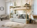 Kids Collective Hochbett 90x200 cm mit Schlafsofa 140x200 cm Couch in Cord-Stoff Bild 1