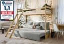 Kids Collective Hochbett 90x200 cm mit Schlafsofa 140x200 cm Couch in Cord-Stoff Bild 2