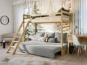 Kids Collective Hochbett 90x200 cm mit Schlafsofa 140x200 cm Couch in Cord-Stoff Bild 4