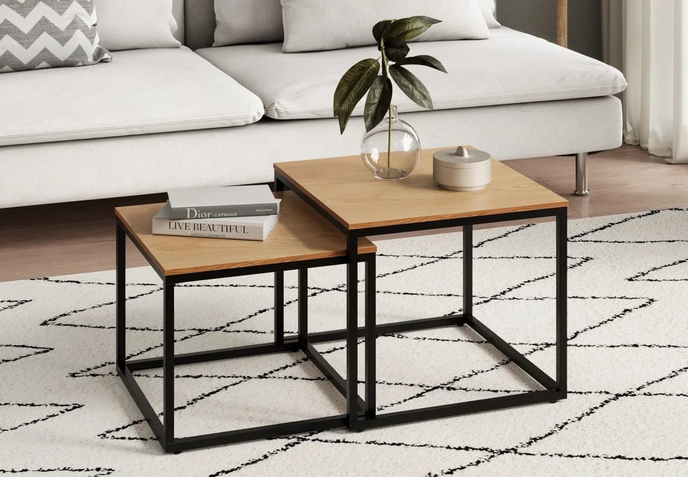 Home Collective Couchtisch 2er Set Eiche hell Modern - Bild 2