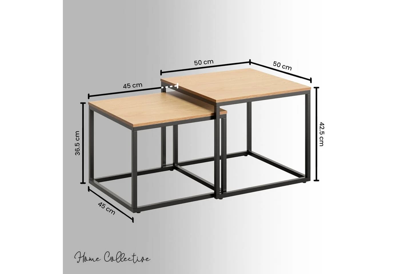 Home Collective Couchtisch 2er Set Eiche hell Modern - Bild 3