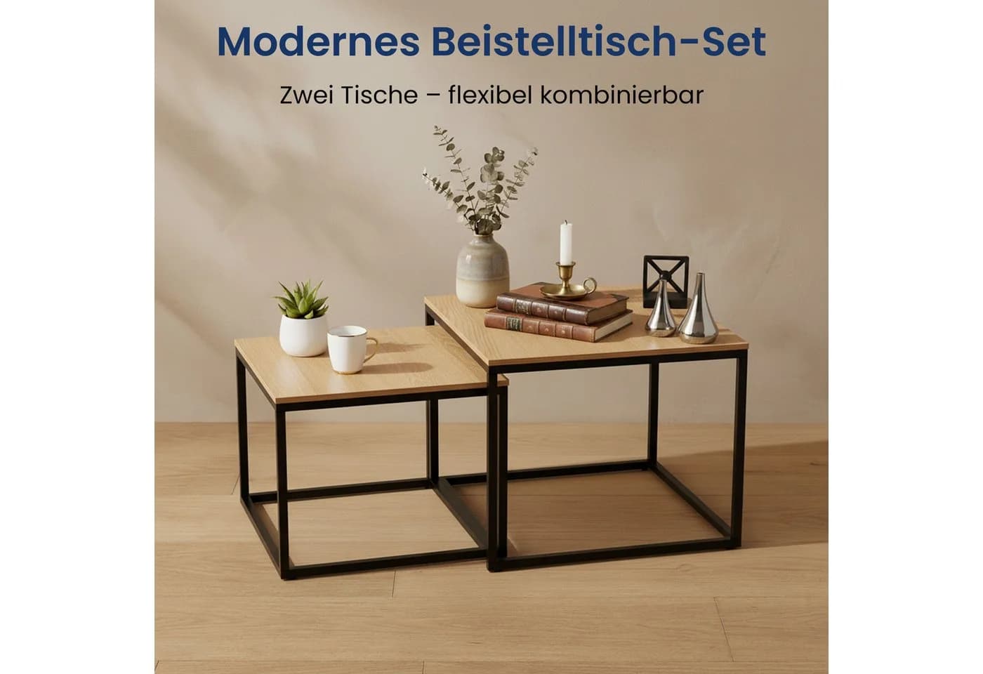 Home Collective Couchtisch 2er Set Eiche hell Modern - Bild 4