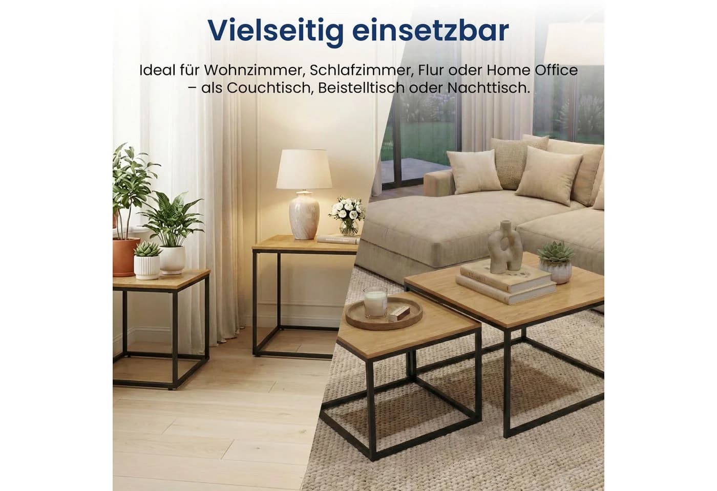 Home Collective Couchtisch 2er Set Eiche hell Modern - Bild 5