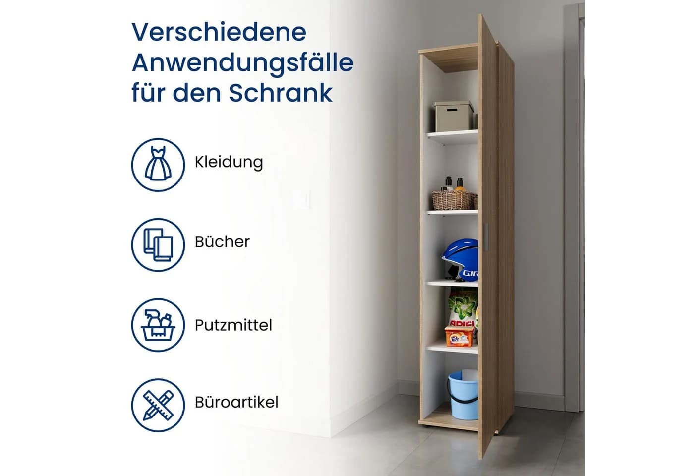 Home Collective Mehrzweckschrank 40 cm breit Sonoma-Eiche Weiß - Bild 4
