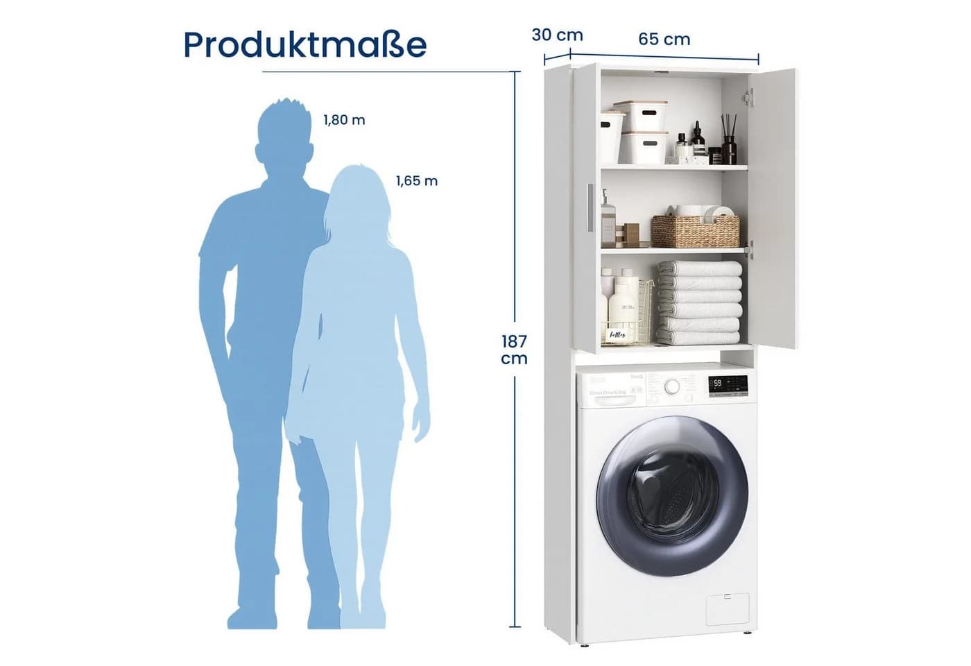 Home Collective Waschmaschinenumbauschrank Weiß 3 Fächer