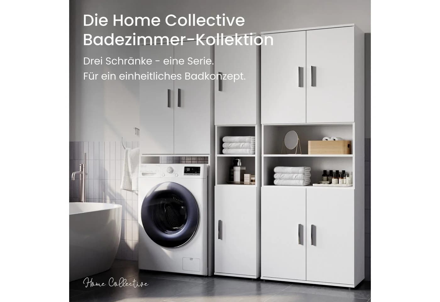 Home Collective Waschmaschinenumbauschrank Weiß 3 Fächer - Bild 4