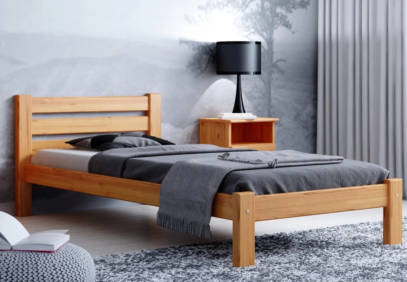 Home Collective Einzelbett Massivholz Kiefer mit Lattenrost - Bild 2