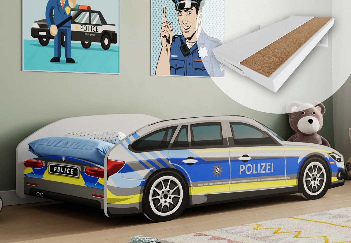 Kids Collective Autobett Kinderbett Polizei Motiv mit Rausfallschutz - Bild 2