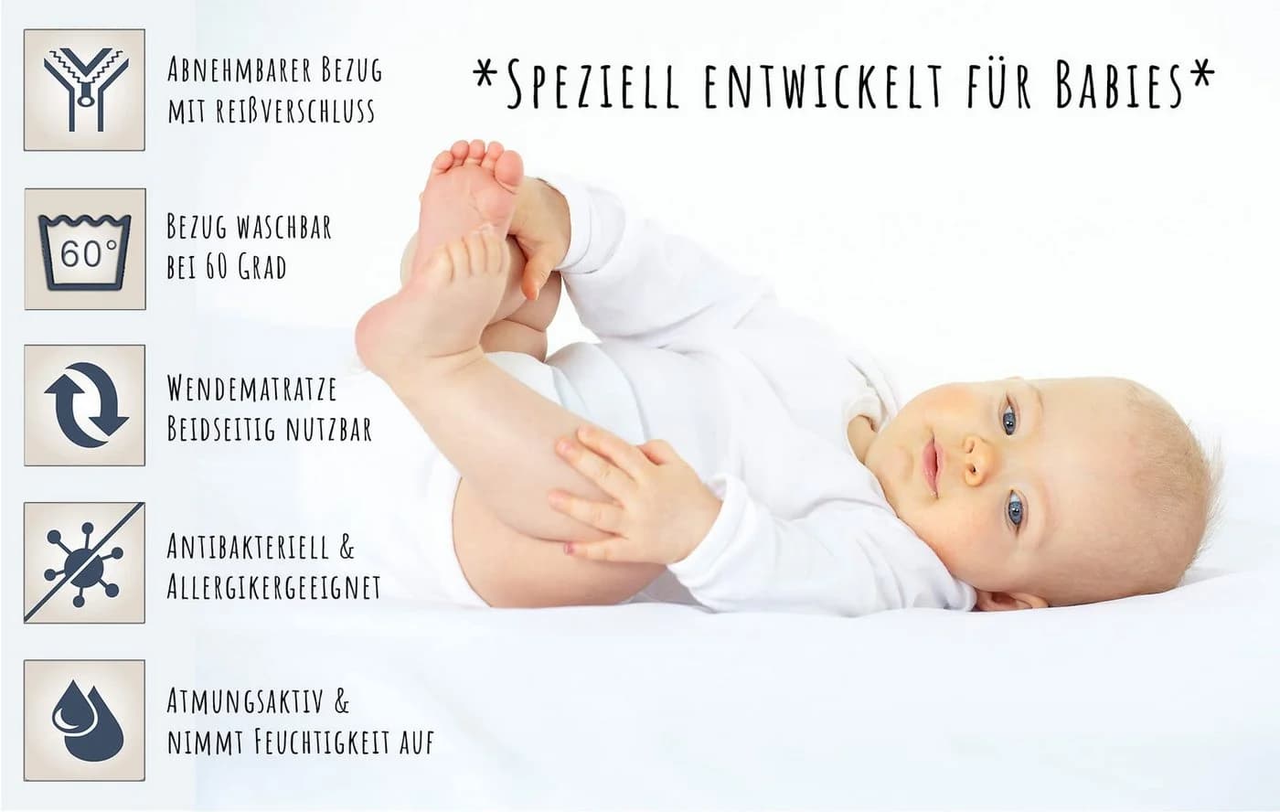 Kids Collective Babybett mit Schublade und Matratze Weiß - Bild 3