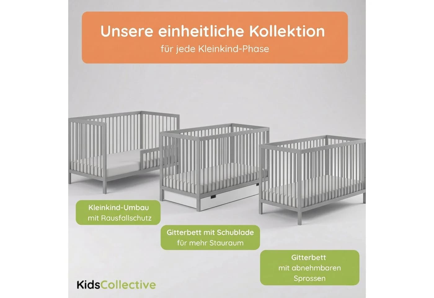 Kids Collective Babybett mit Schublade und Matratze Weiß - Bild 5