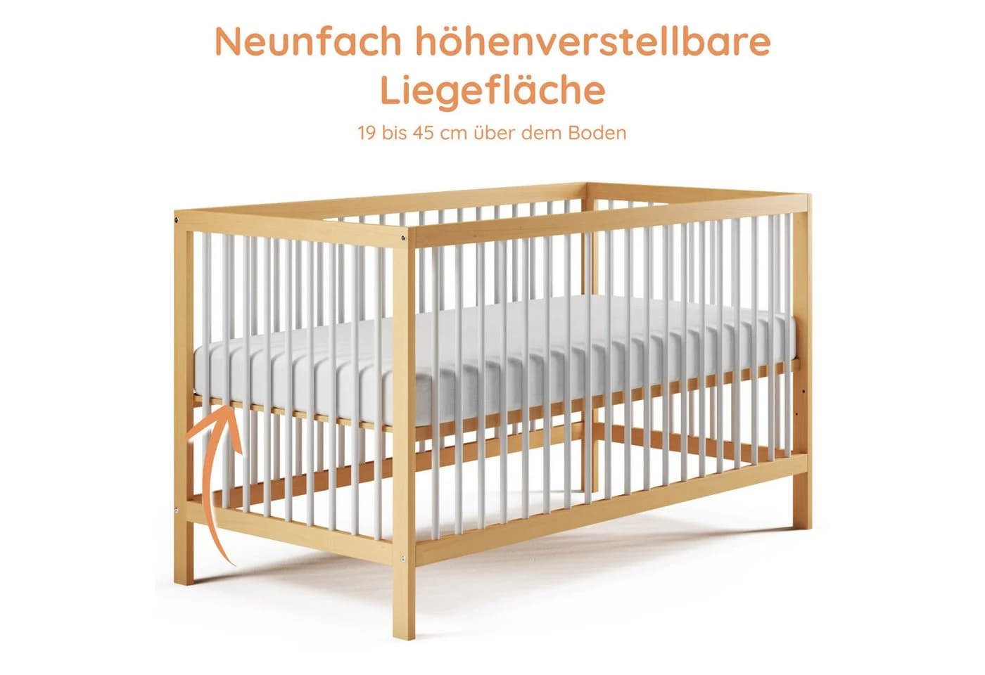 Kids Collective Kinderbett 70x140 cm Natur/Weiß mit Lattenrost - Bild 5