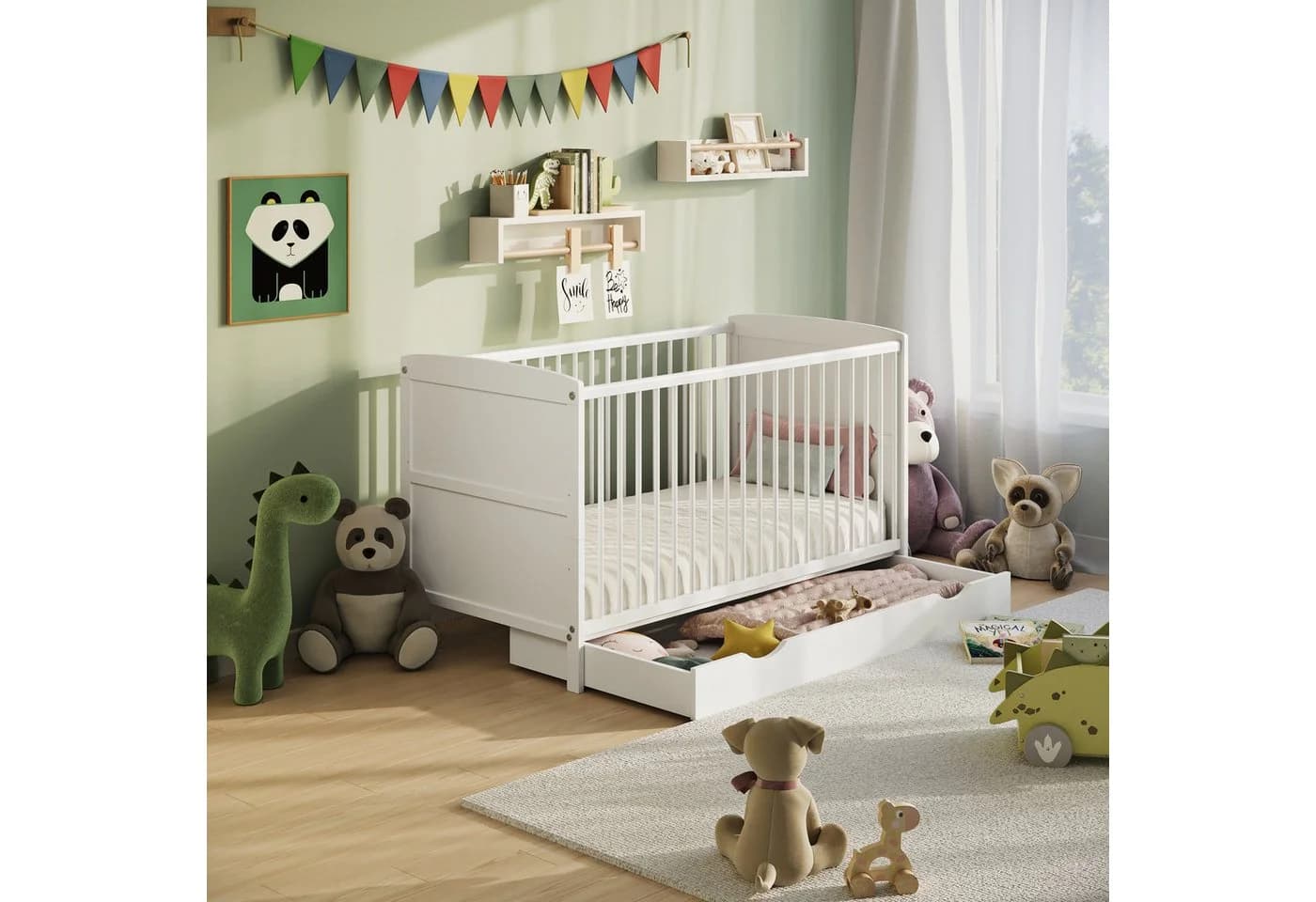 Kids Collective Babybett Kinderbett Weiß mit Matratze und Schublade - Bild 5