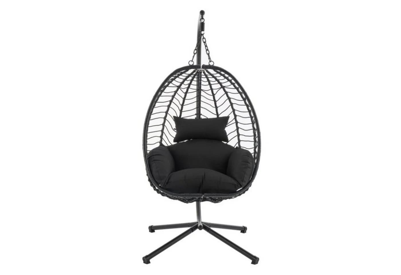 Home Collective Hängesessel mit Gestell höhenverstellbar Schwarz